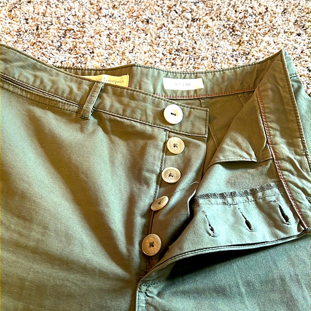 Green size 30 crop wide leg pants- button up Pilero and the Letterpress